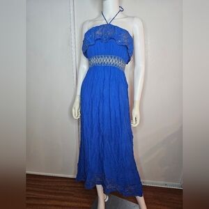 Love Culture Strapless Blue Maxi Dress Y2K Size M
